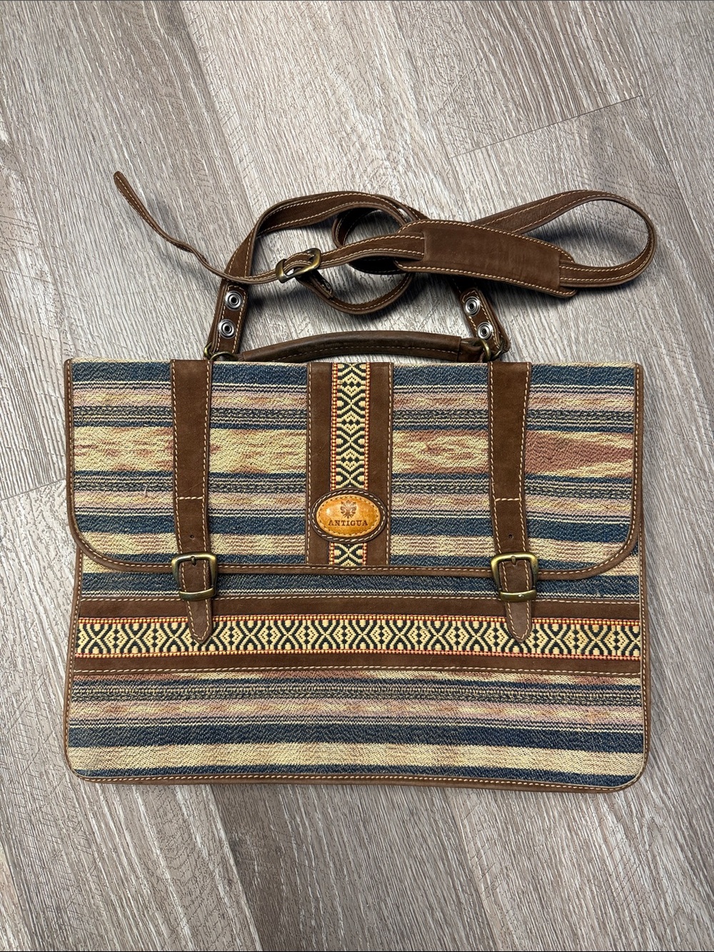 Antigua Brown Striped Ethnic-Pattern Messenger Bag